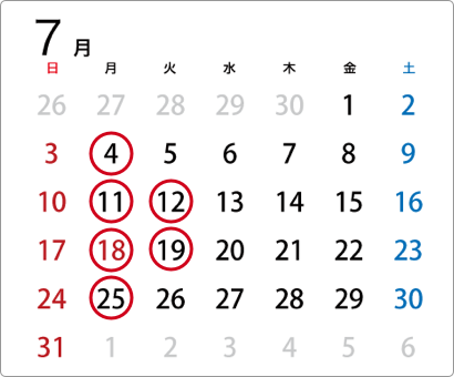2022-07営業日カレンダー