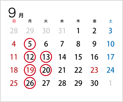 2022-09営業日カレンダー